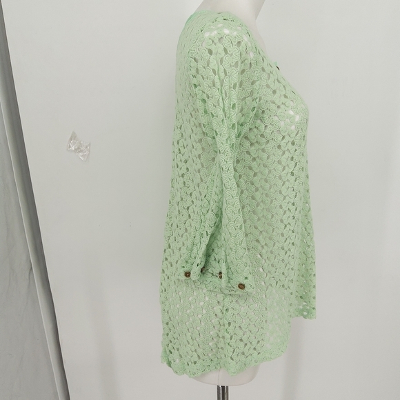 SIMPLY NOELLE SMALL MINT GREEN LOOSE KNIT SUMMER TOP - Picture 6 of 8